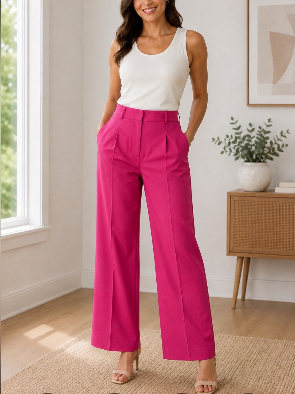 Ann Taylor Pant Size 8 Wide Leg High Waist Pleated Career Cotton Rayon NWOT